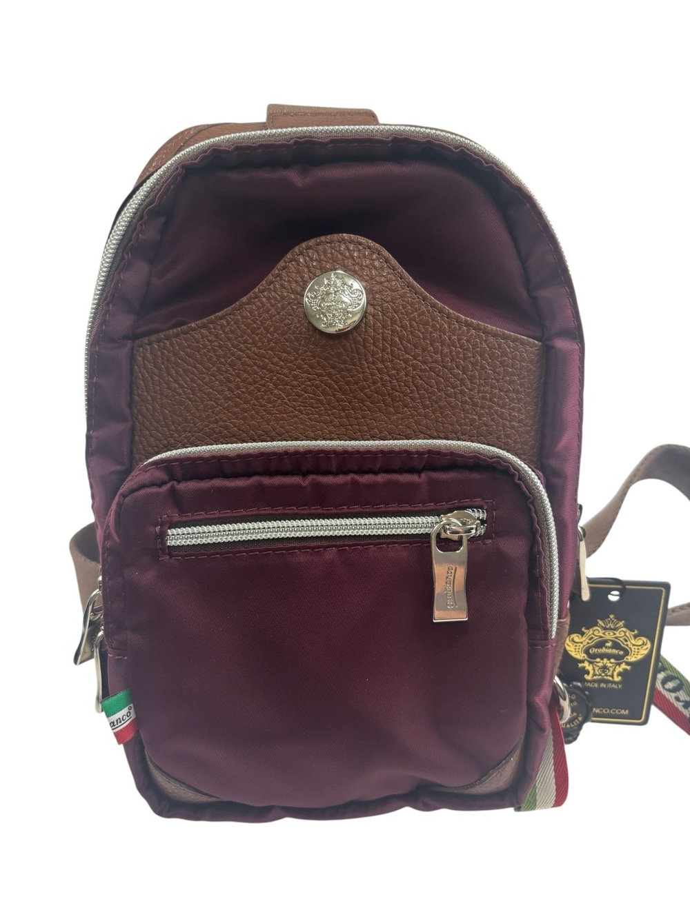Orobianco Giacomix Sling Bag in Wine Made in Italy New with Tags
